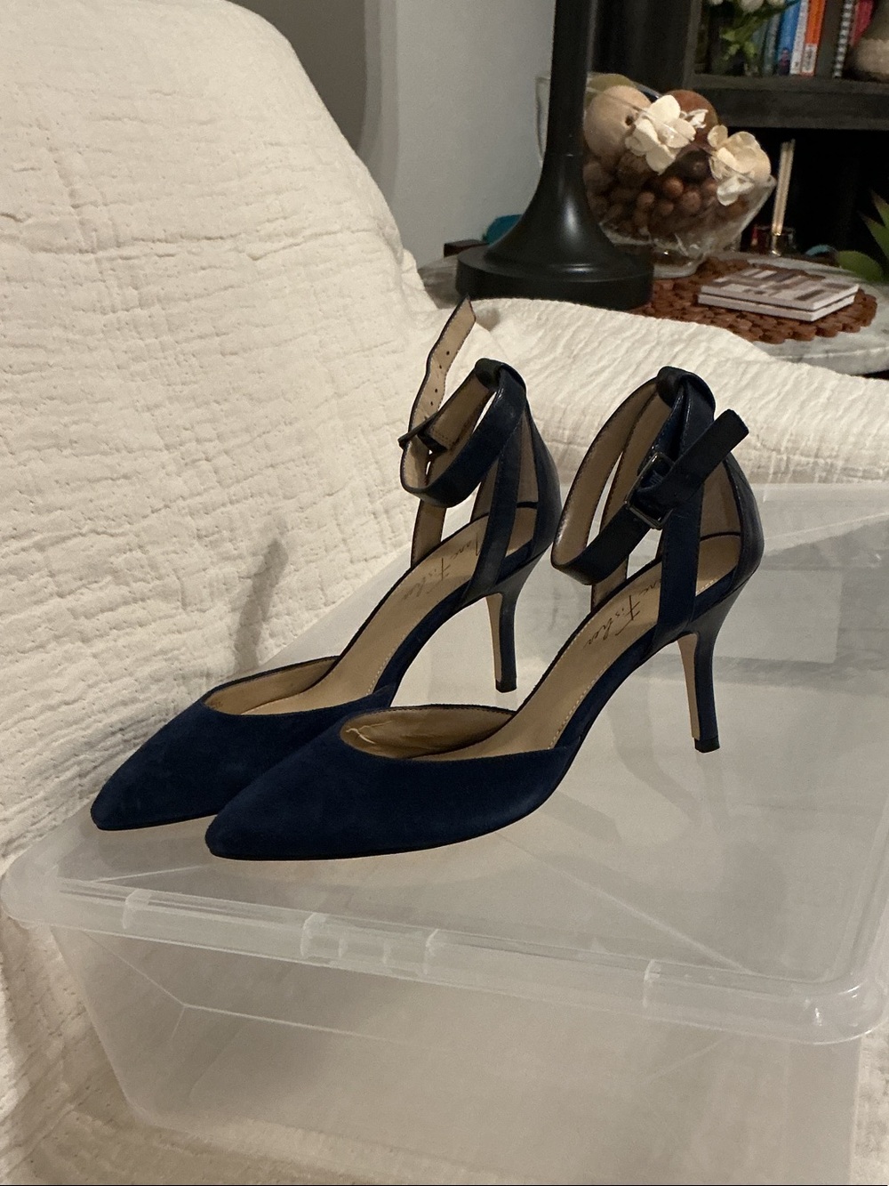 Marc Fisher Navy Suede and Leather Heels